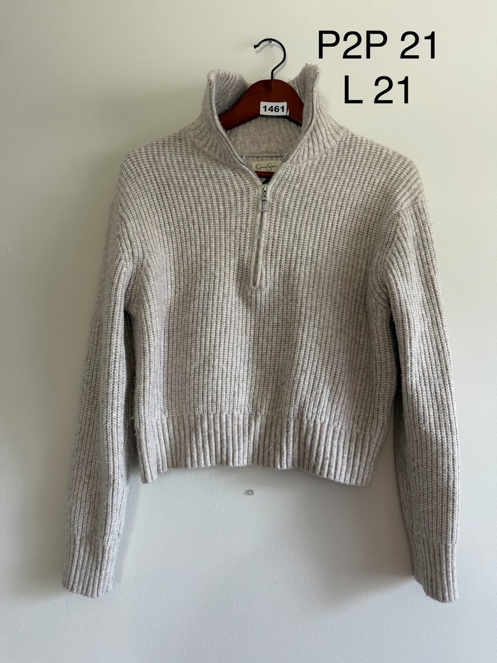 Cozy Minimalist Quarter-Zip Ribbed Knit Sweater – Size Large Preppy Essentials